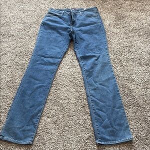 NYDJ Blue Straight Leg Jeans Classic Style size 12 long never-too long